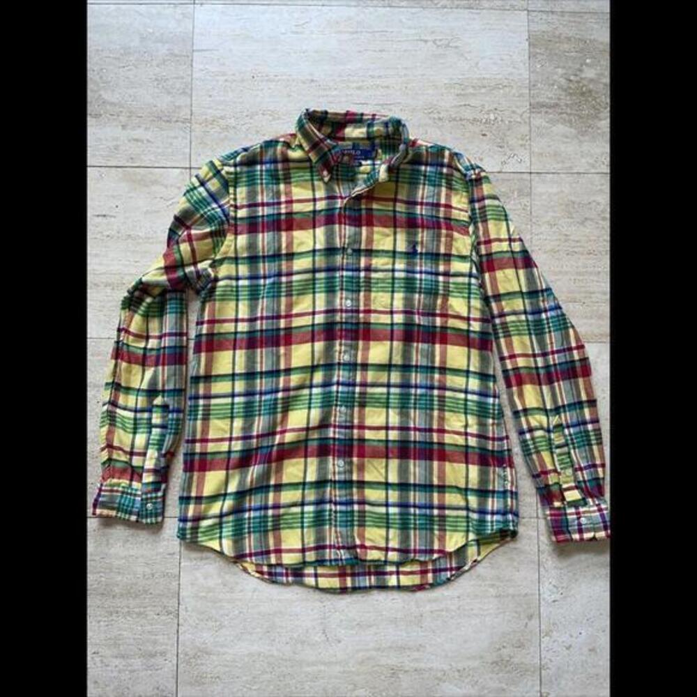 Ralph Lauren Yellow Classic Fit Performance‎ Plaid Soft Shirt Large Flannel